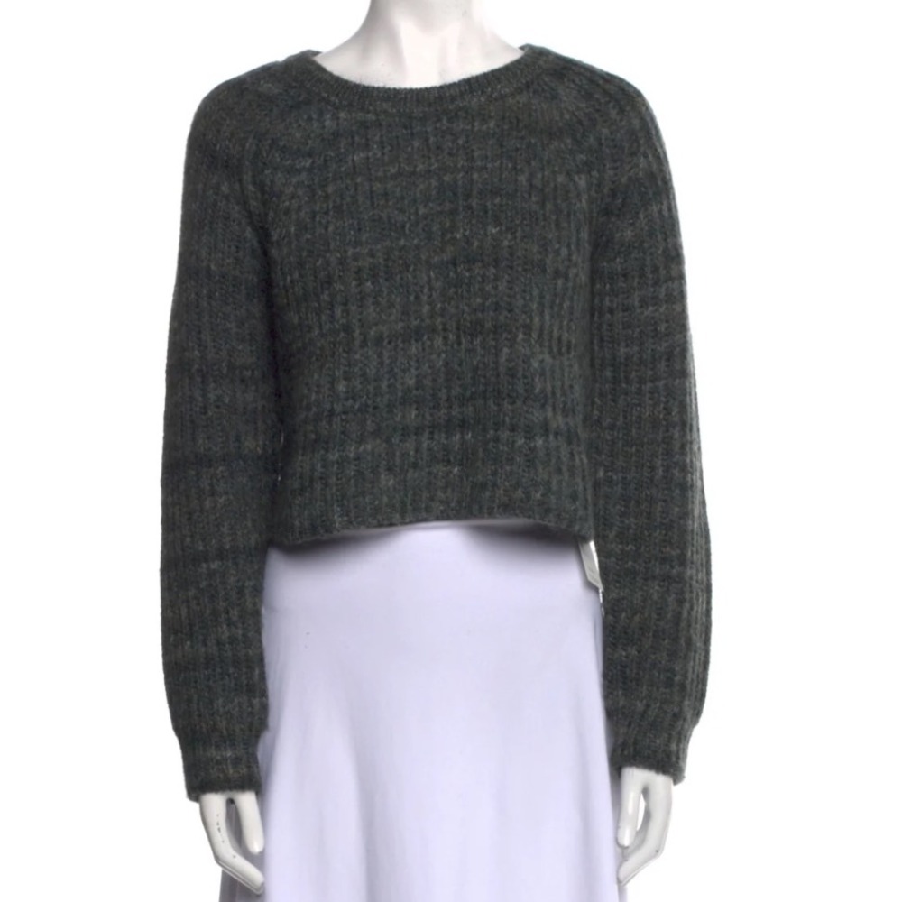 Milly‎ Cropped Alpaca Blend Crew Neck Sweater Textured Knit Women's